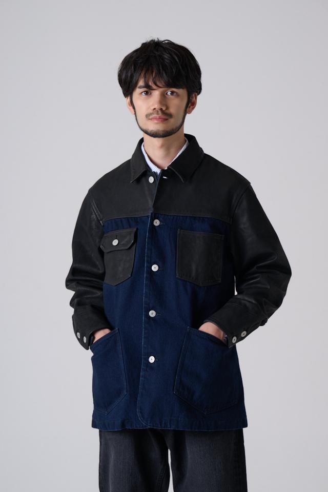 DENIM LEATHER COVERALL