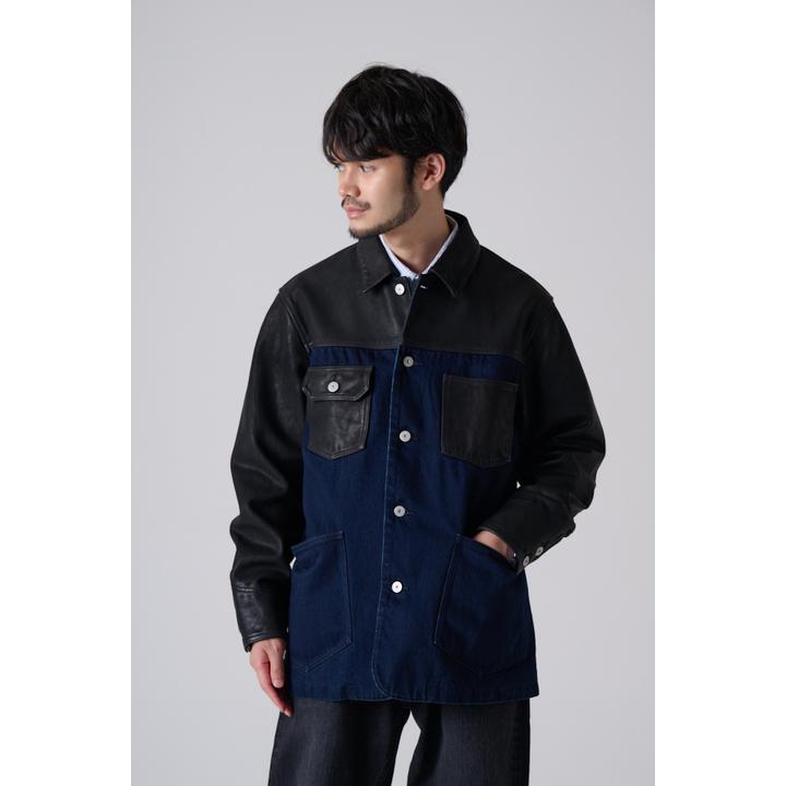 DENIM LEATHER COVERALL