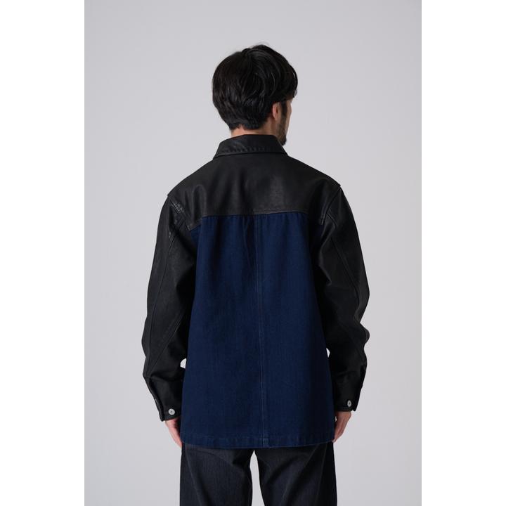 DENIM LEATHER COVERALL