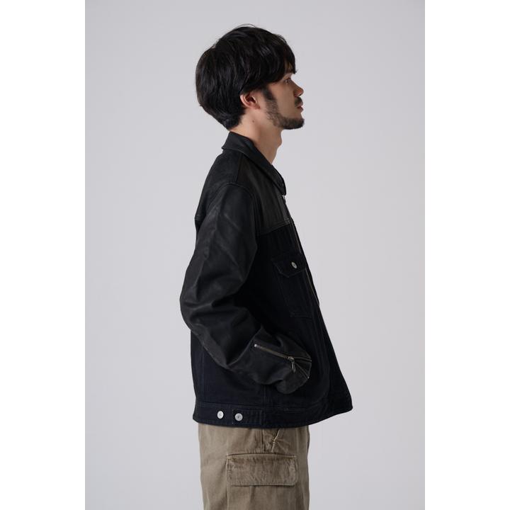 LEATHER DENIM JKT