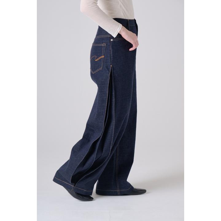 SIDE PLEATS WIDE DENIM