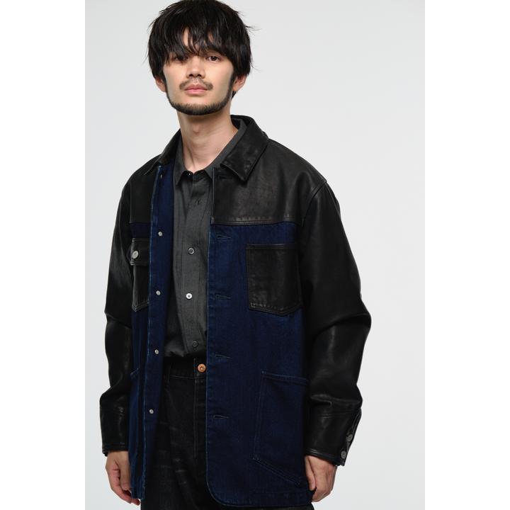 DENIM LEATHER COVERALL