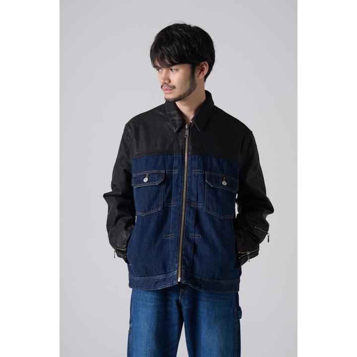 LEATHER DENIM JKT