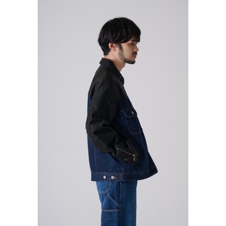 LEATHER DENIM JKT