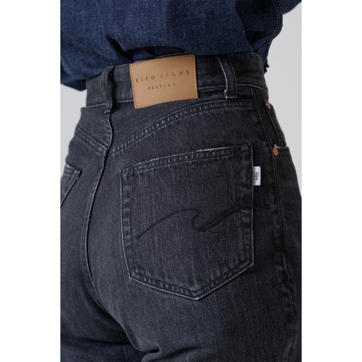 HIGH RISE LOOSE BK DENIM PT