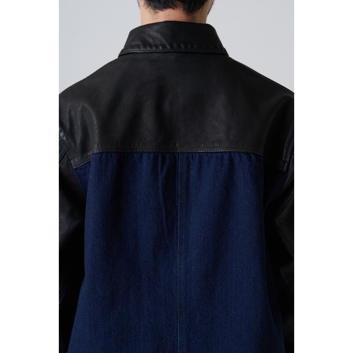 DENIM LEATHER COVERALL