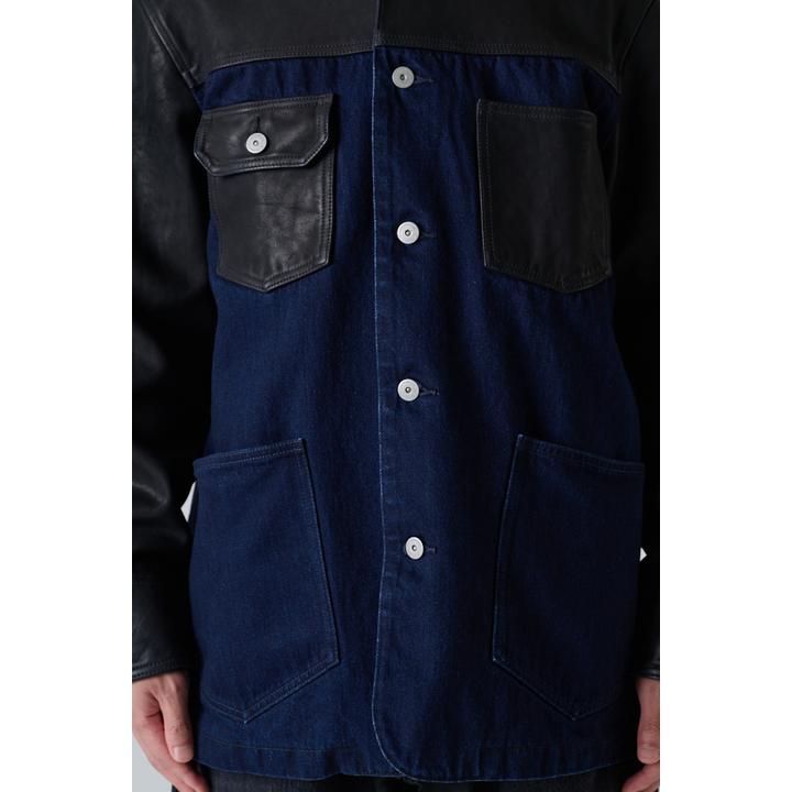 DENIM LEATHER COVERALL