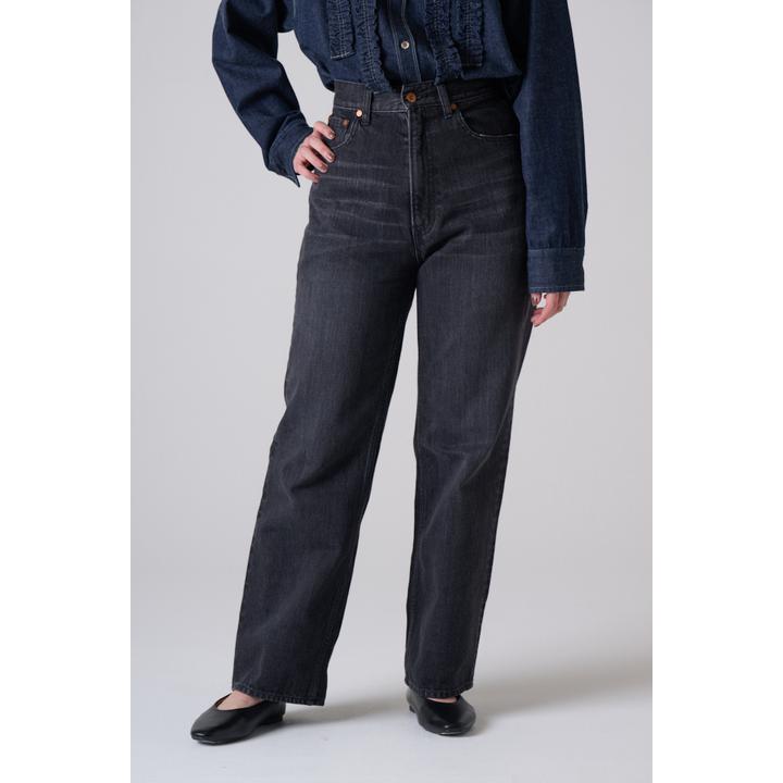 HIGH RISE LOOSE BK DENIM PT